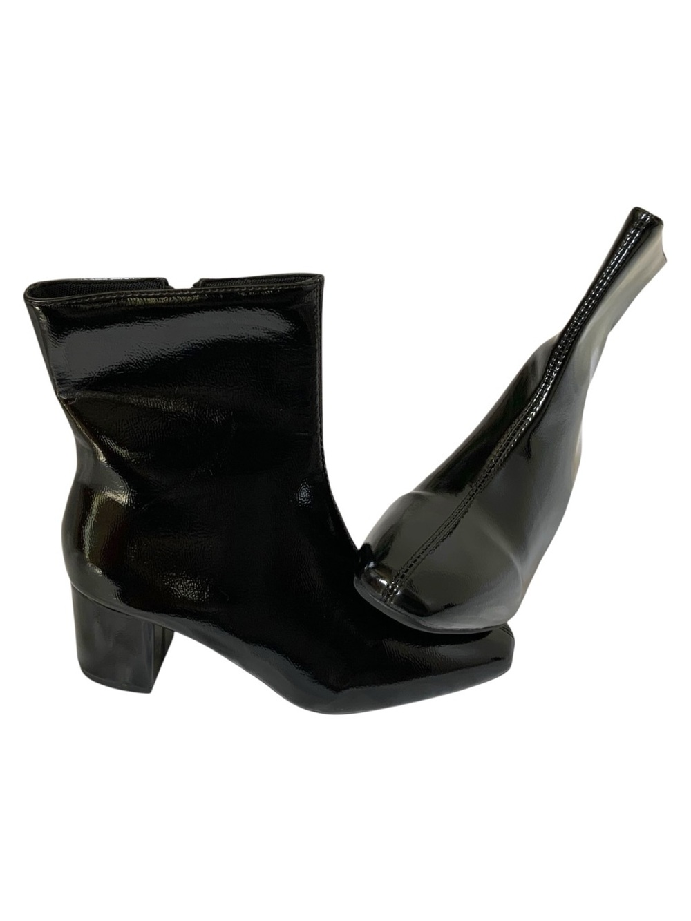 Black Patent Mid-Heel Ankle Boots Size EU 39